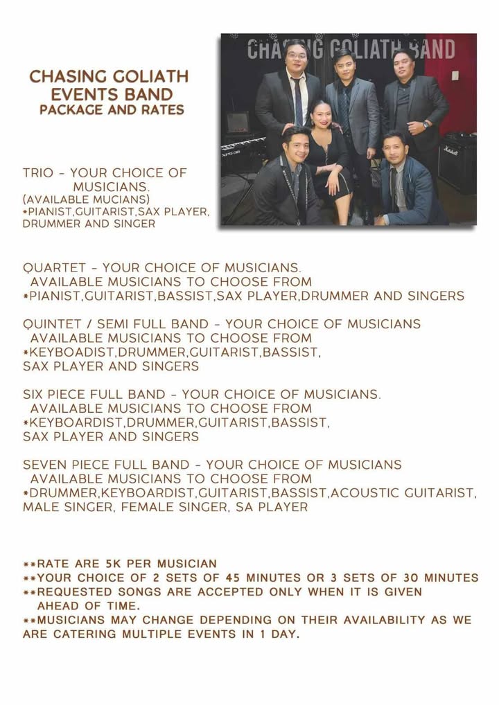 Chasing Goliath Events Musicians